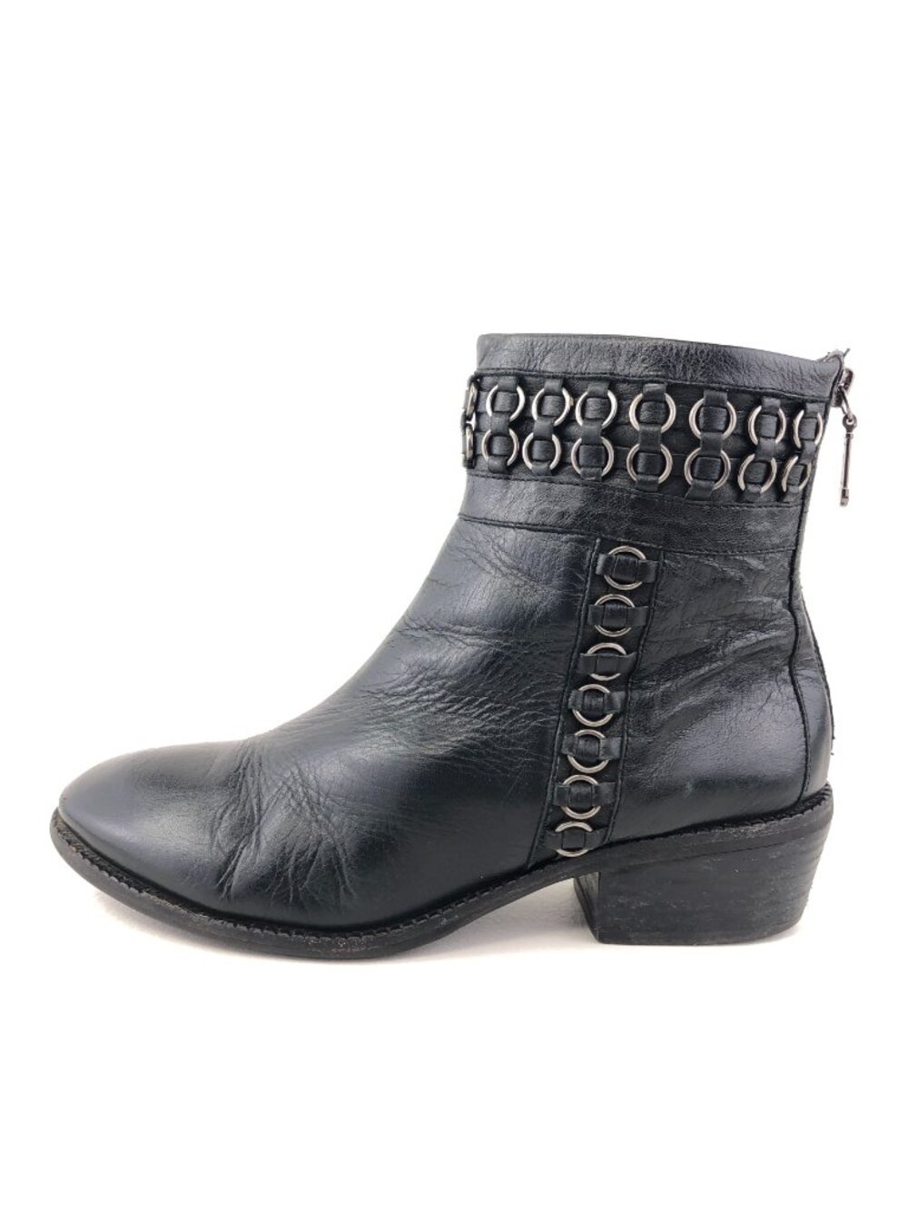 B. Makowsky Ringo Black Leather Ankle Boots 8.5M